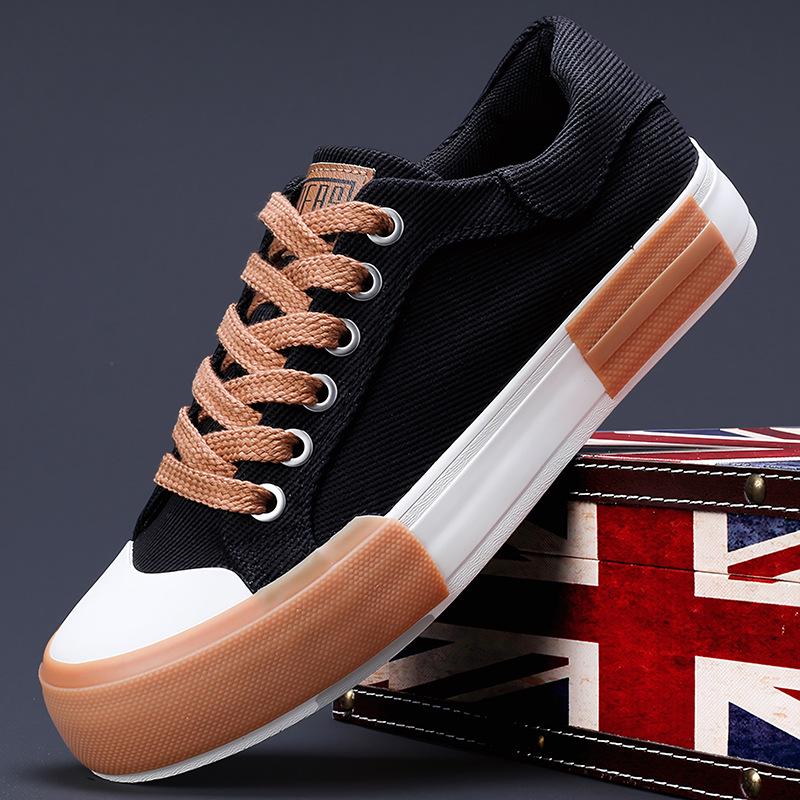 2026 Spring Men's Korean Style Casual Canvas Shoes - Versatile, Trendy, Flat Bottom, Low Top Board Shoes