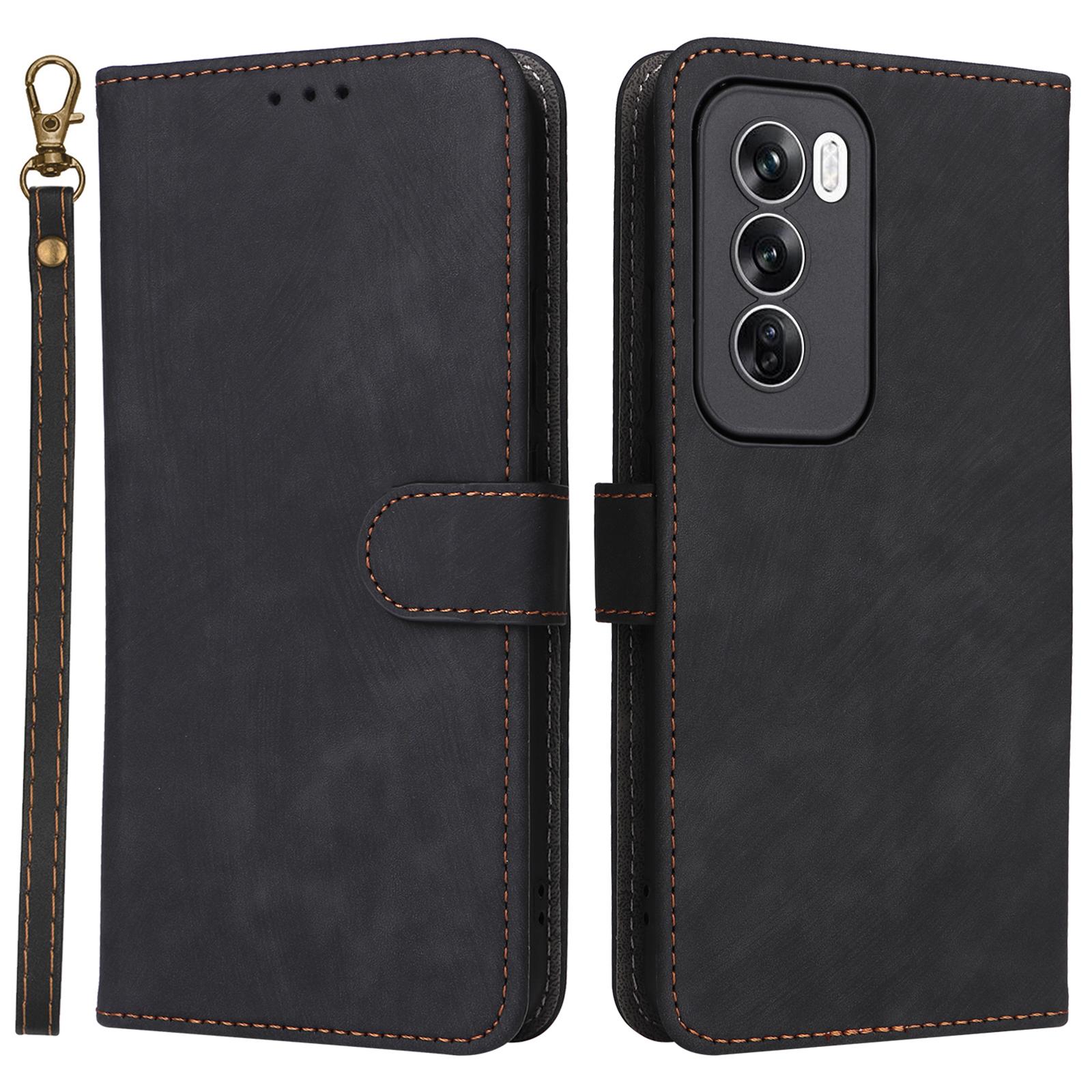 

For Oppo Reno12 Pro 5G (Global) Case RFID Blocking Card Slots PU Leather Wallet Phone Cover Black