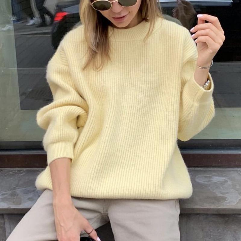 Autumn Winter Faux Mink Loose Knit Sweater - European American Style for Women