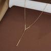 Elegant V-Shaped Long Necklace with Titanium Steel Pendant for Women