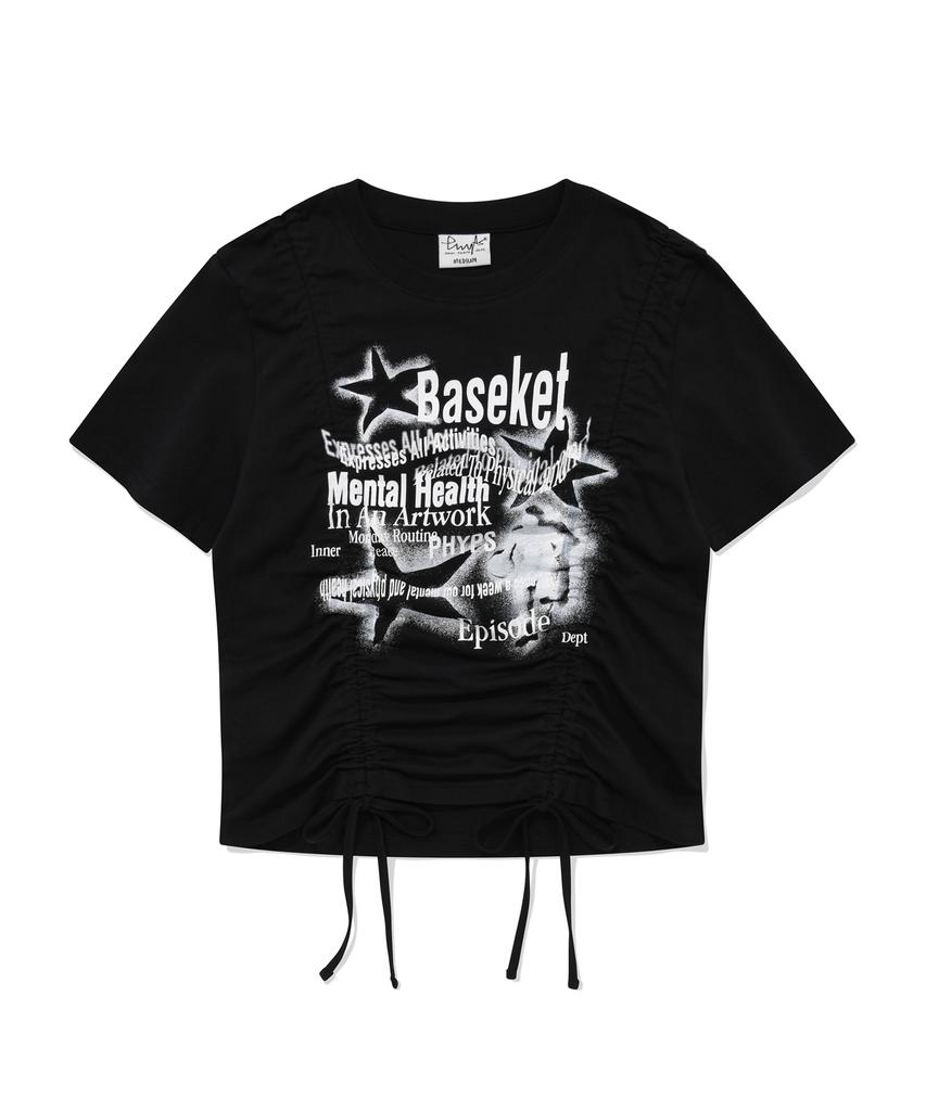 PHYSICAL DEPARTMENT [Women'S] Star Basketball Crop Short Sleeve T-Shirt_Black