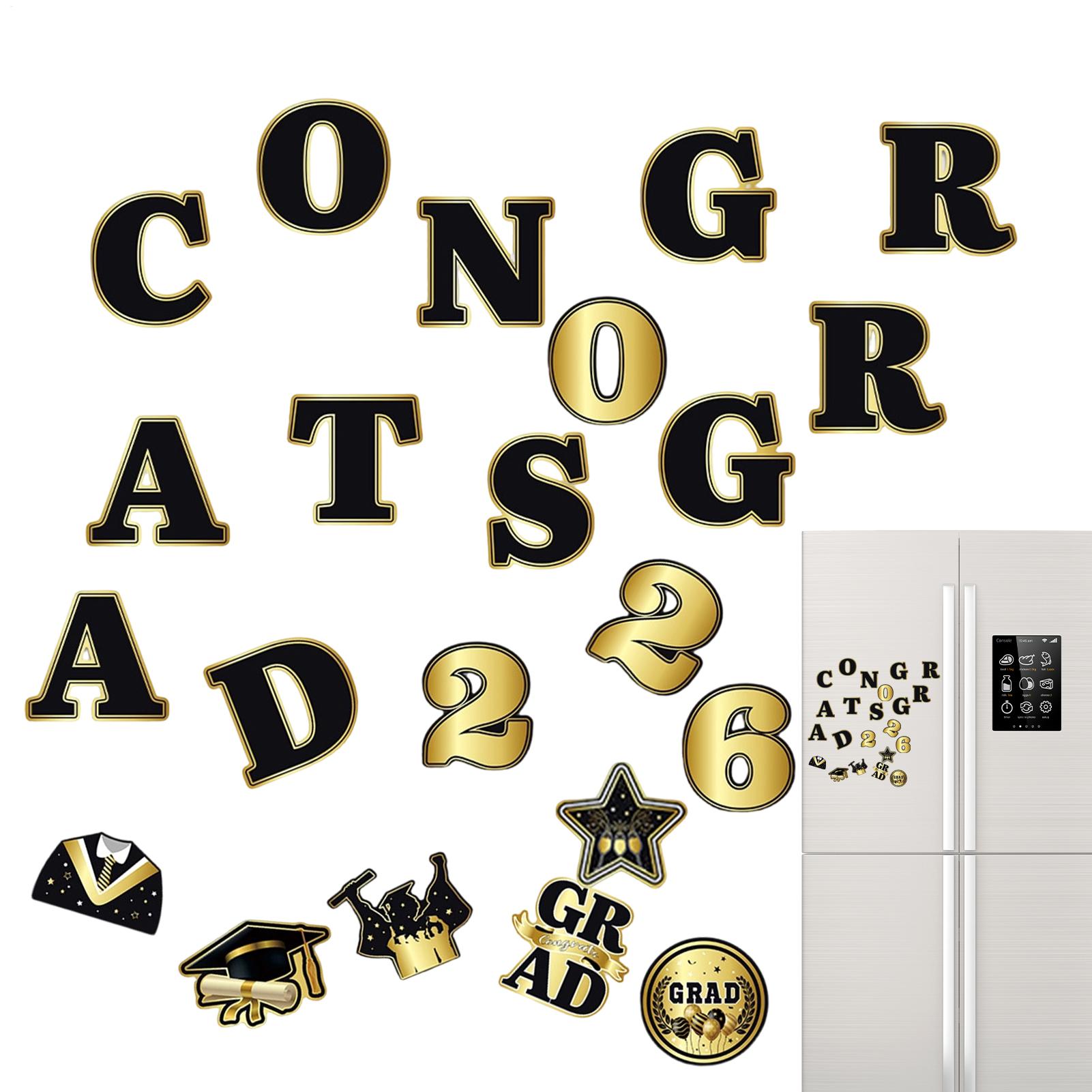 22-Pieces Congrats Grad Letter Magnets Strong Magnetic Reusable Party Grad Decals Graduation Refrigerator Magnets China Mainland