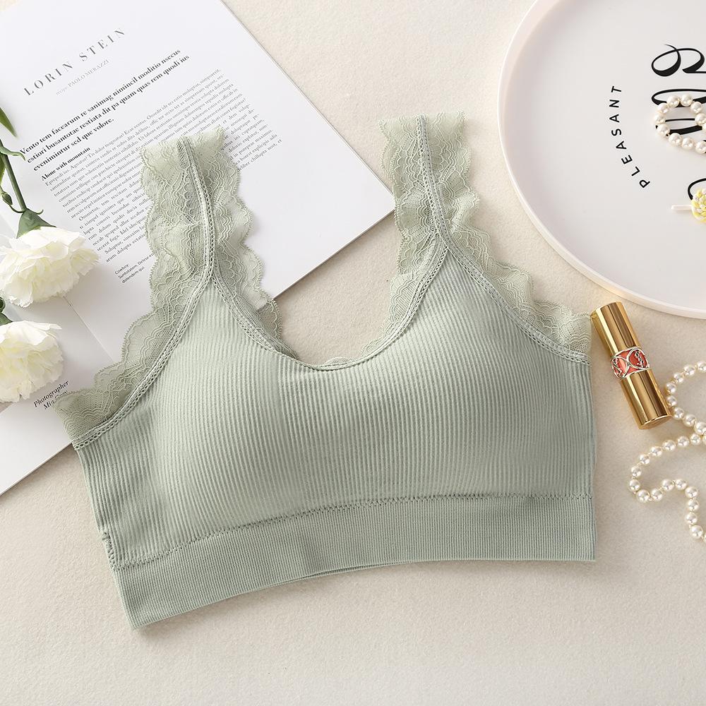 

Майка для йоги Bear Fairy Lace Backless: Женский беспроводной спортивный бюстгальтер и жилет One Size зелёный