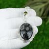 Natural Black Fossil Coral Gemstone 925 Sterling Silver Pendant For Girls