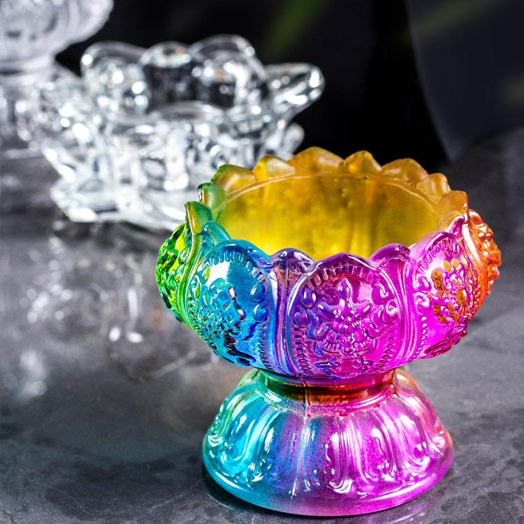 Crystal Lotus Candle Holder for Ghee Buddha Lamp