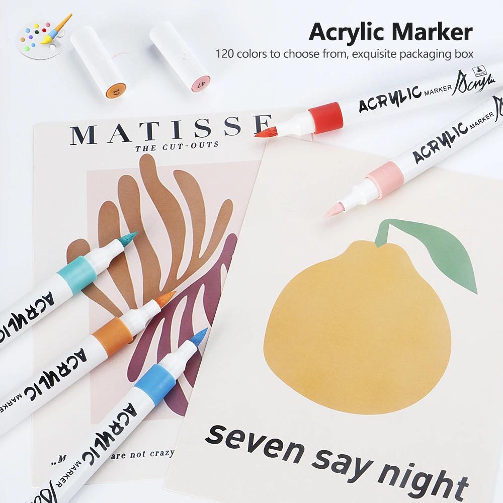 12-120 Acrylic Marker, Brush Acrylic Paint Pens for Art Supplies Fabric Paint Stone Glass Ceramic Wood Rock Christmas Card