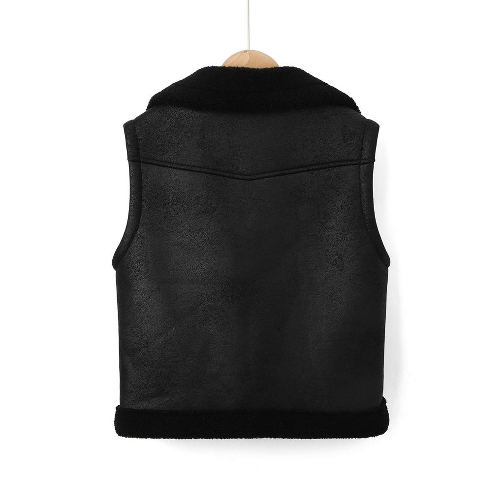 Hot-selling imitation lamb wool vest jacket hem adjustable belt women's thick vest autumn and winter coat