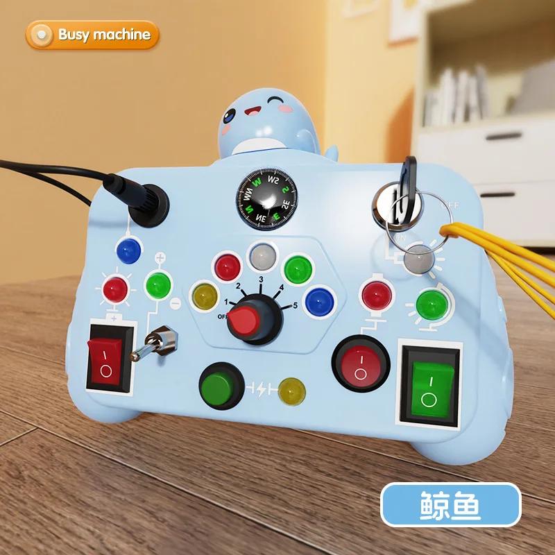 Sensory Toys Cartoon Montessori Busy Board with LED Light Switch Control Board Travel Activities Children Game for 2-4 Years Old