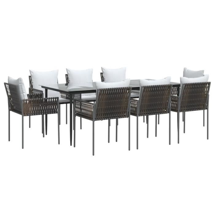 VidaXL Ensemble à manger de jardin 9 pcs coussins résine tressée acier 3187062