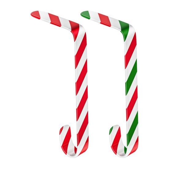 Christmas Stocking Hooks Mantel Xmas Stocking Hangers Candy Cane Design Non-Slip Stocking Holders for Mantel Christmas Party Decoration