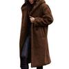 Warm Winter Coat for Women Thick Woolen Mid Calf Overcoat with Hooded Hat Long Sleeve Solid Color Outdoor Lady Jacket