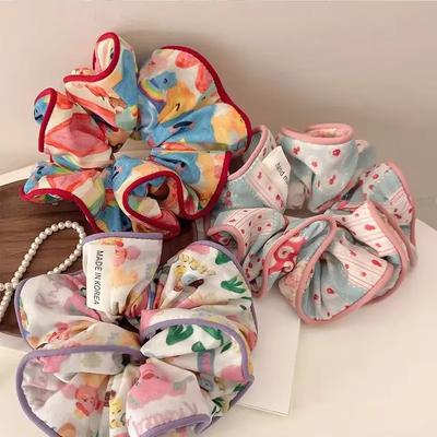 New Cute Sweet Elastic Hair Bands Women Floral Print Hair Rope Barrettes Headwear Girls Hair Accessories