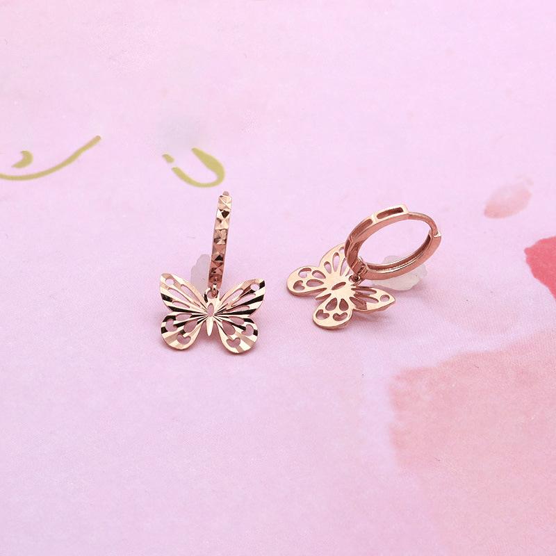 Exquisite Russian Purple Gold Smart And Shiny Butterfly Ear Buckle Plated Rose Gold Cute Hollow Earrings Temperament Jewelry