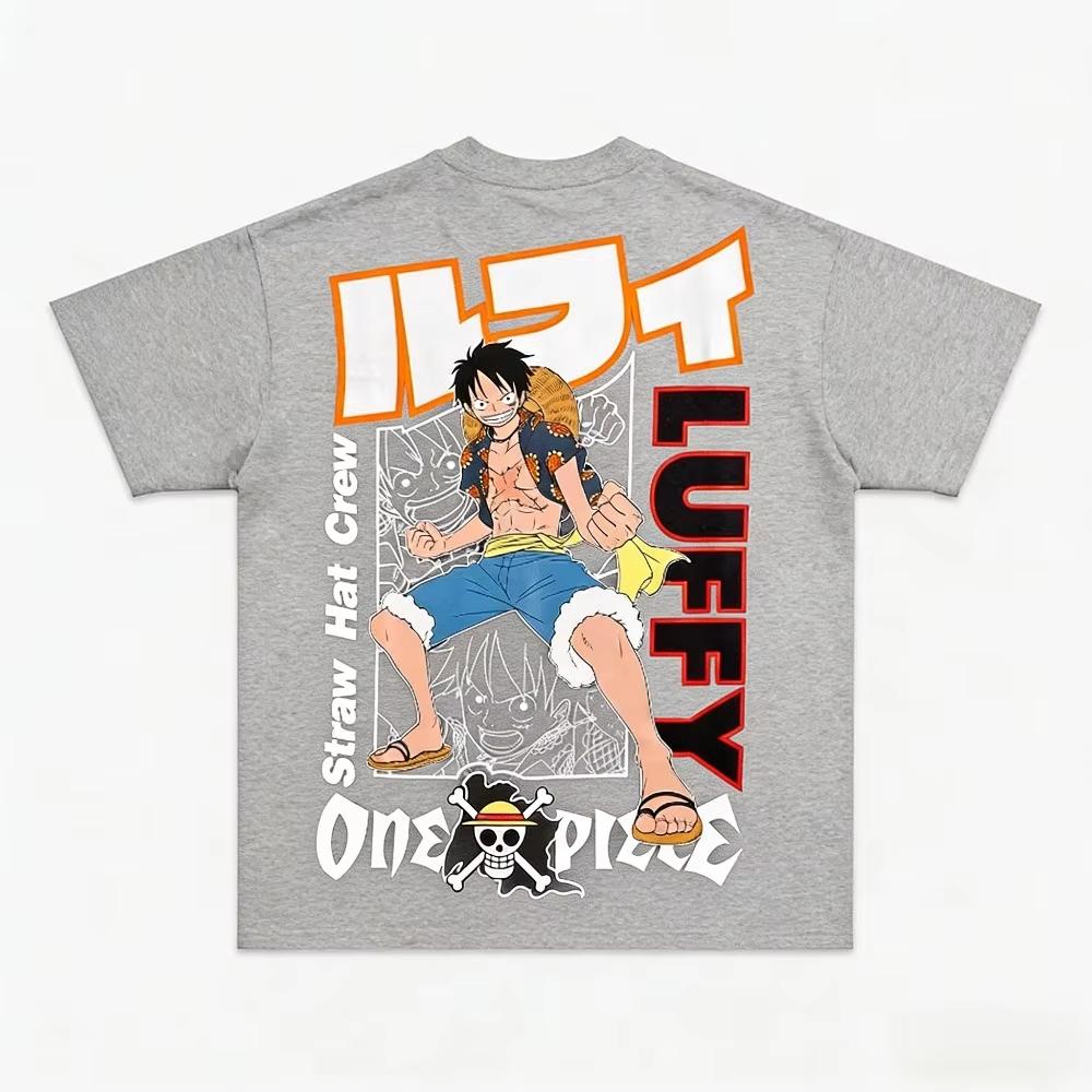 2026 One Piece Luffy Unisex's and Women's T-shirt Summer New Cotton Anime Printed American Casual Parent Child Short Sleeve Top