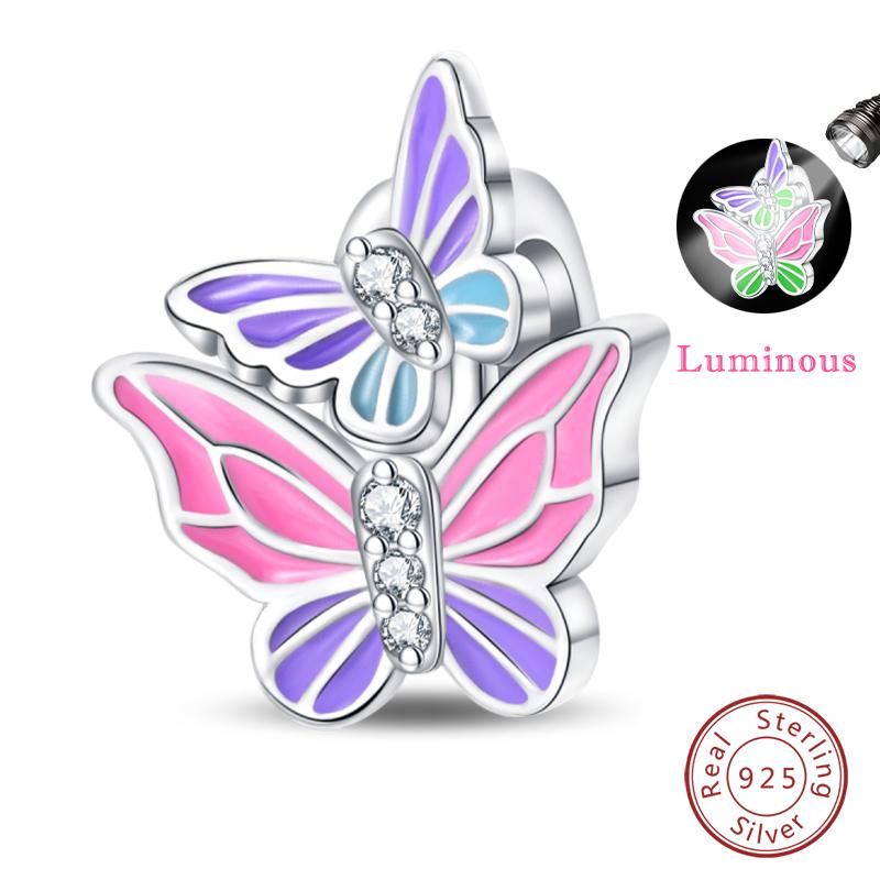 Springtime Copper Sparkling Zircon Colorful Butterfly Charms Beads Fit Qikaola Bracelets Diy Birthday Jewelry Gifts