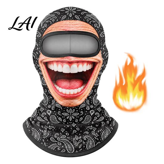 Máscara à Prova de Vento para Esportes na Neve Máscara de Esqui para Idoso Estampa Facial Realista Balaclava Novidade com Balaclava de Pescoço Cobertura para Snowboard Ciclismo Esqui