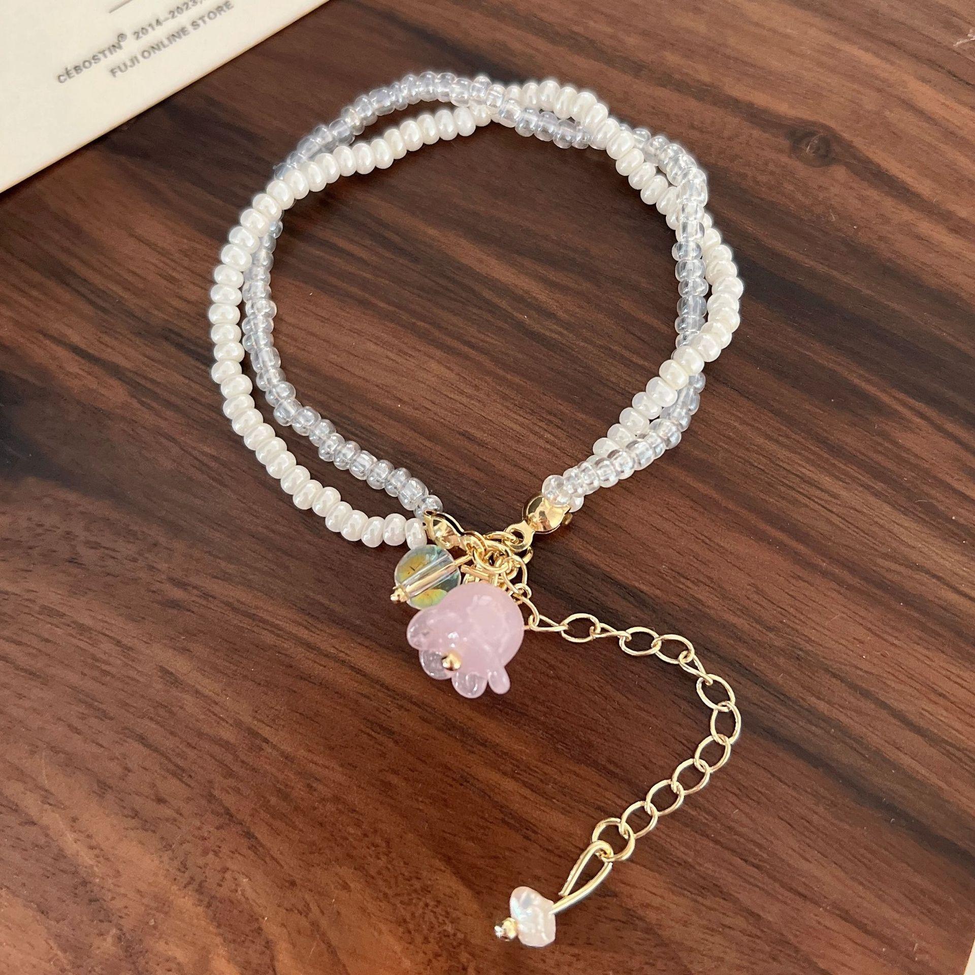 

Женский браслет BLINGBY Свежий и простой двухслойный браслет с цветочным узором Женский легкий роскошный темпераментный аксессуар для рук Ювелирные изделия для девочек Подарки