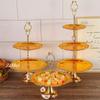 European-Style Double-Layer Cake Plate Display Rack ,Carved Flower Shape Metal Fruit Tray,Home Dessert Plate Wedding Decoration