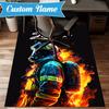 Custom Name Firefighter's Courage Rug for Living Room, Game Rooms, Office, Bedroom, Floor Mat Playful Design, fan gifts Christmas decor