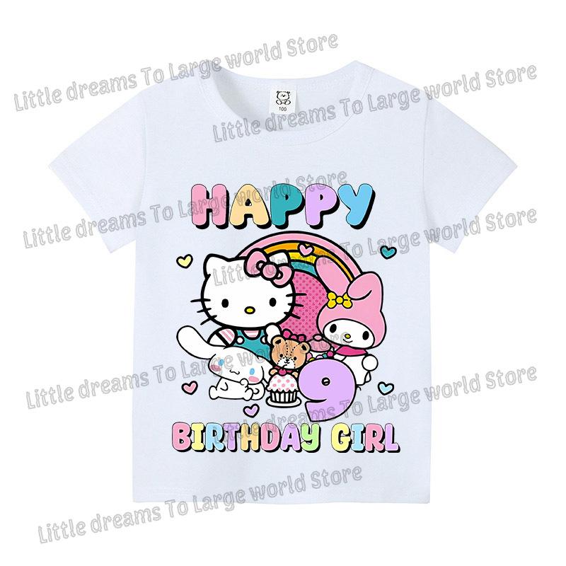 Baby Girls Birthday Number 19 Tshirt Cartoon Print Short Sleeve Tee Childrens Clothing Party Supplies Cotton Tee