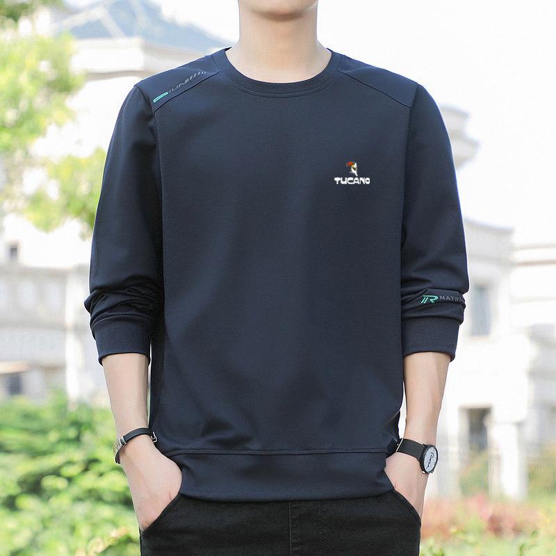 Men's Woodpecker Casual Long-Sleeve T-Shirt, 2025 Spring/Autumn, Plus Size Loose Fit, Round Neck Handsome Sweatshirt.