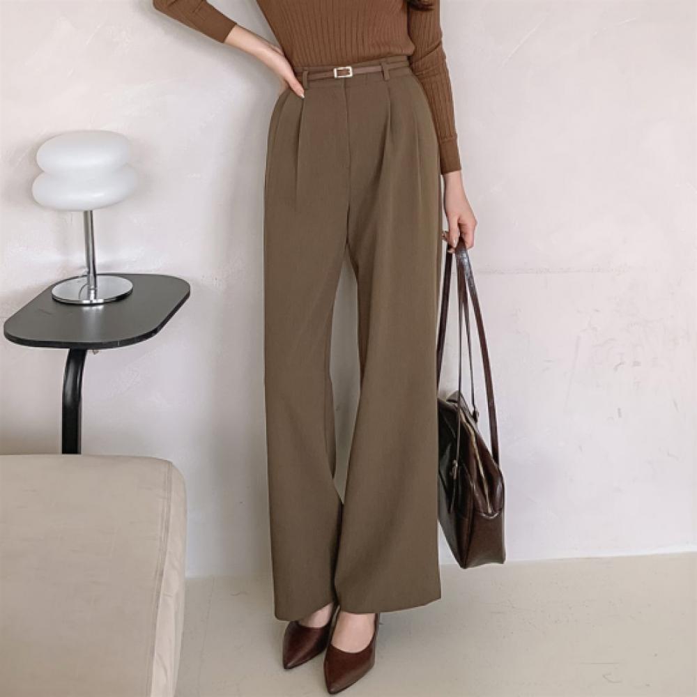 New Arrivals Open Run Women Two Pleat Wide Slacks Back Band Cozy Fit