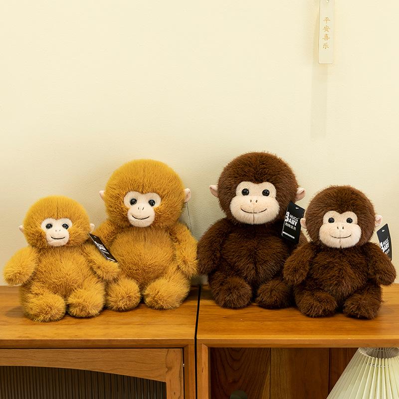 Cute Little Monkey Plush Toys Children's Sleeping Pillow Zoo Macaque Souvenir Golden Monkey Ornaments