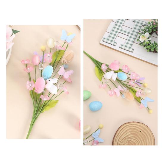 Easter Artificial Flowers Easter Colorful Egg Decoration DIY Party Bouquet with Rabbit Egg Charms Spring Home Table Centerpiece
