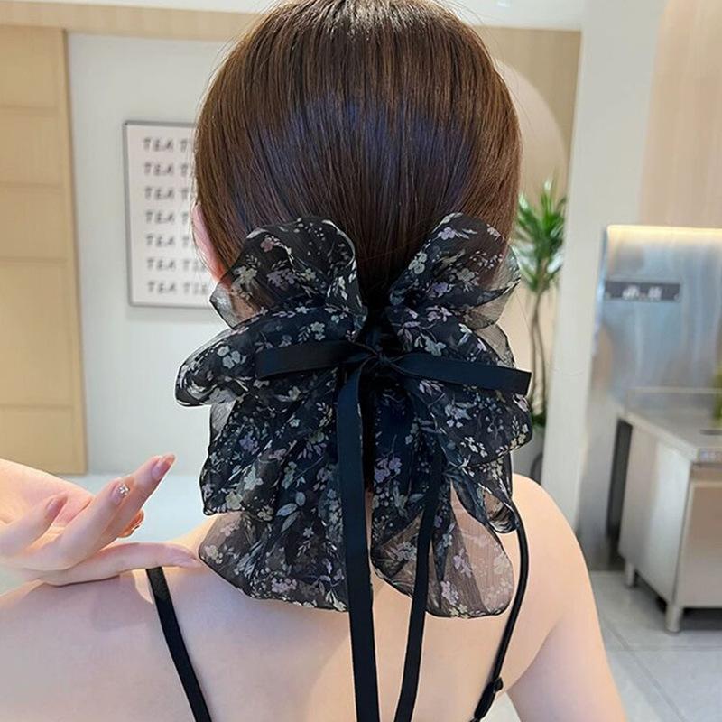 Elegant Retro Satin Bow Hair Clip for Women - Perfect for Low Ponytails and Head Ornaments