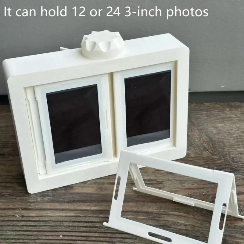Resin Rotatable Photo Frame 3D Rotating Photocard Holder Multi-Purpose Transparent Tabletop Photo Frame Desktop Decoration
