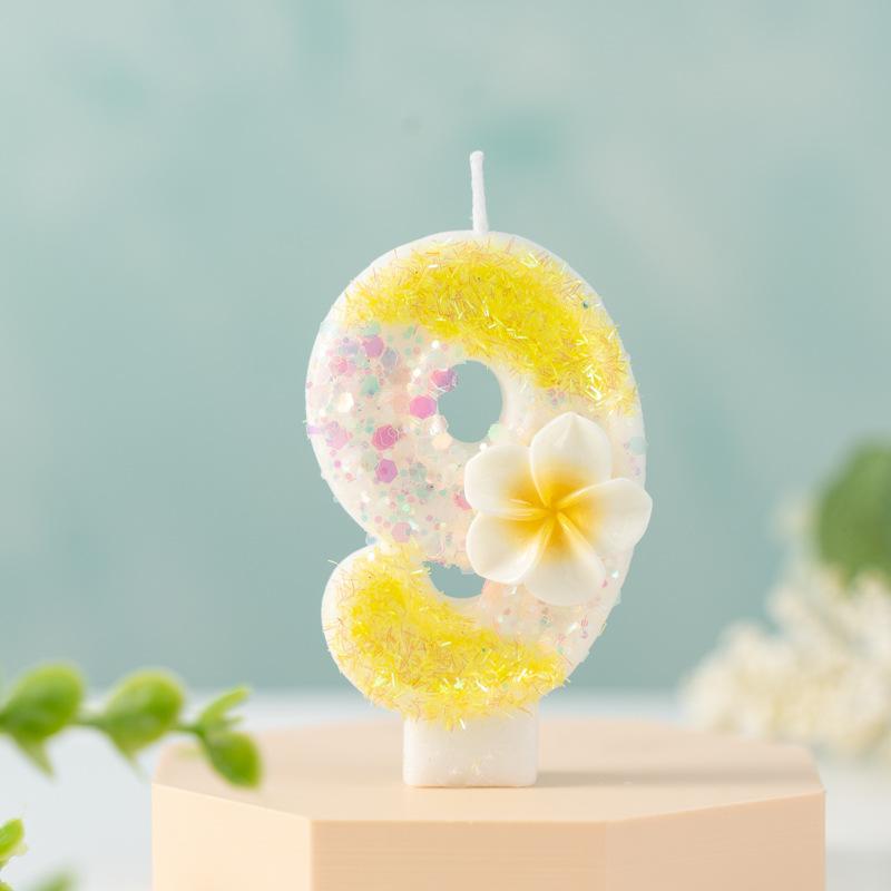 

Creative Small Yellow Flower Numbers Birthday Candle Cake Party Decoration First Birthday Celebration 9