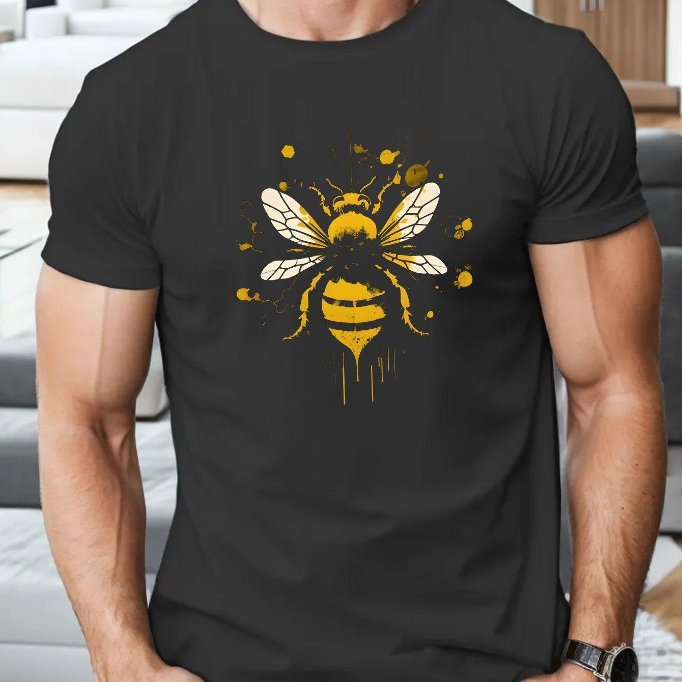 Bee Graphic Print Mens Cotton TShirt Casual Short Sleeve Crew Neck Tee Summer Outdoor S