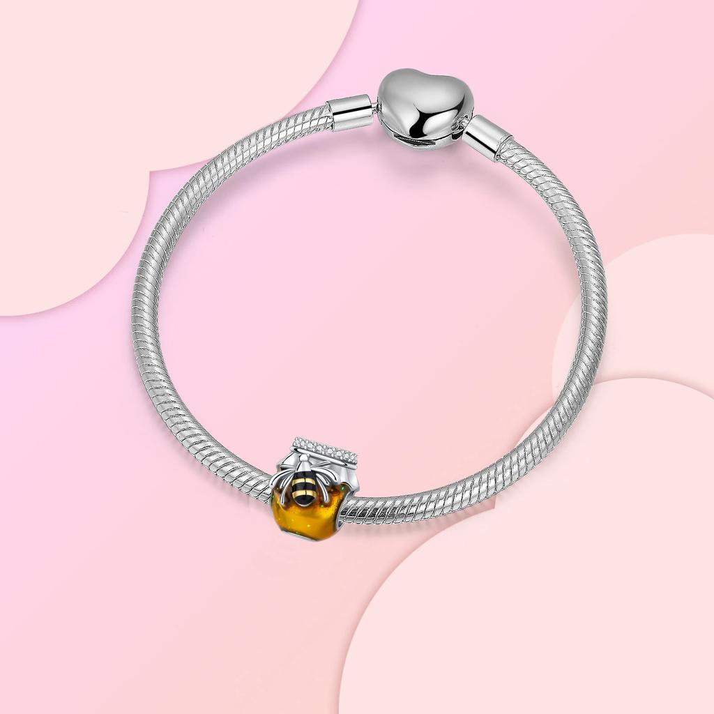 Kupfer Bienen Honigglas Gelbe Serie Anhänger Charm Passend Armband DIY Perle Frau Premium Schmuck Valentinstag Geburtstagsgeschenk