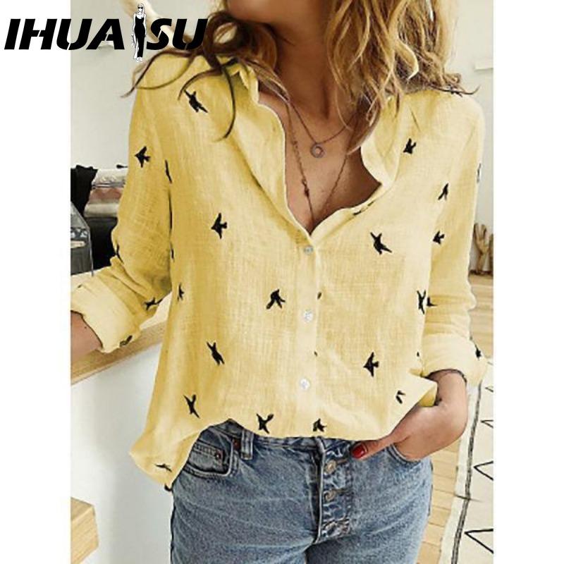 

IHUASU Women s Fashion Casual Spring Autumn Long Sleeve POLO Neck Blouses & Shirts XXXXXL жёлтый