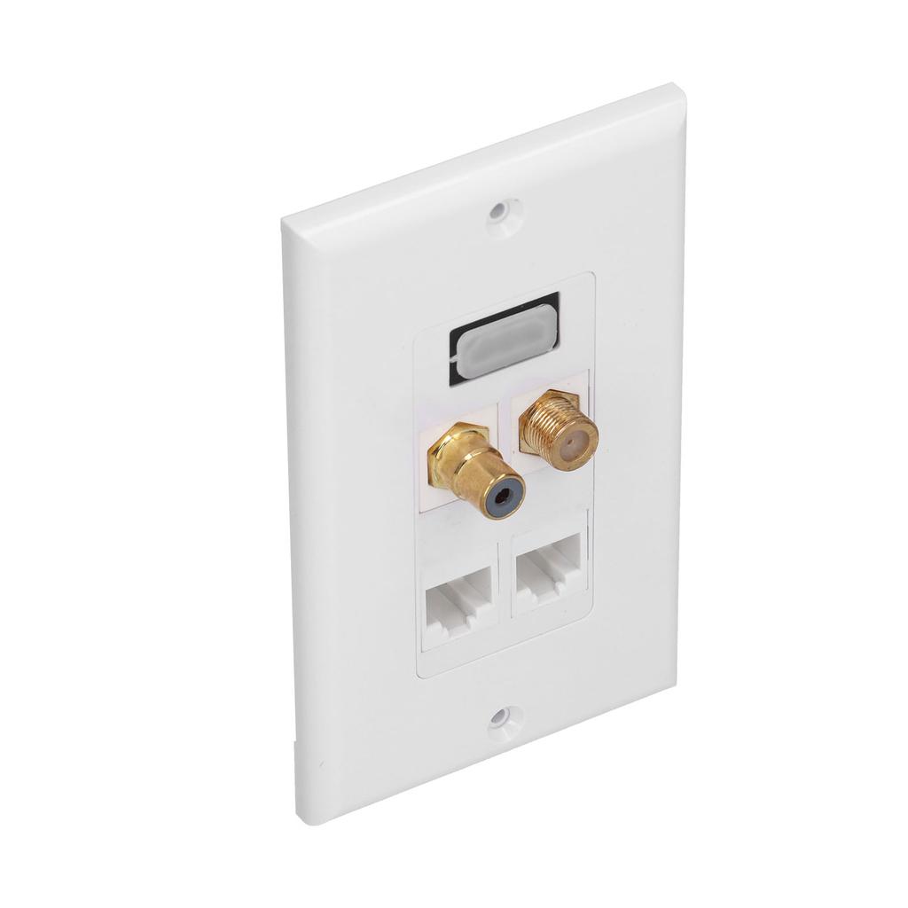 Audio Video Wall Socket Multimedia Port Flexible Compressive Prevent Fading Ethernet Coax Wall Plate