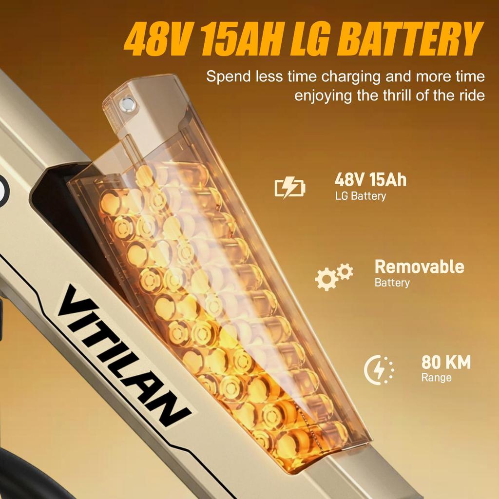 Vitilan U9 Adult Electric Bicycle Shimano 7 Speed Gear 500W Peak Power 960W Motor City Ebike 48V15Ah Battery E-bike 20*3.0" Fat Tires Electric Bike
