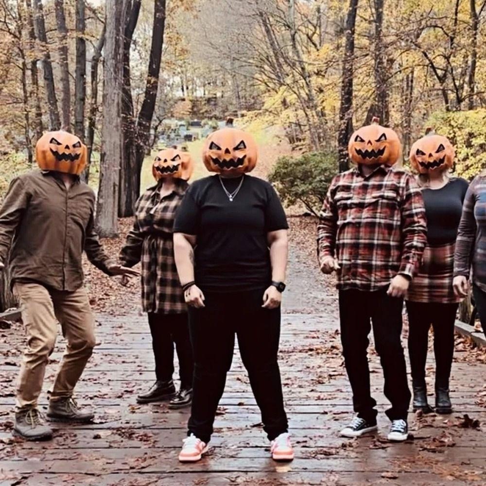 Novinka Halloweenská dýňová maska na hlavu Latexová maškarní maska Jackolantern Maska pro cosplay událost