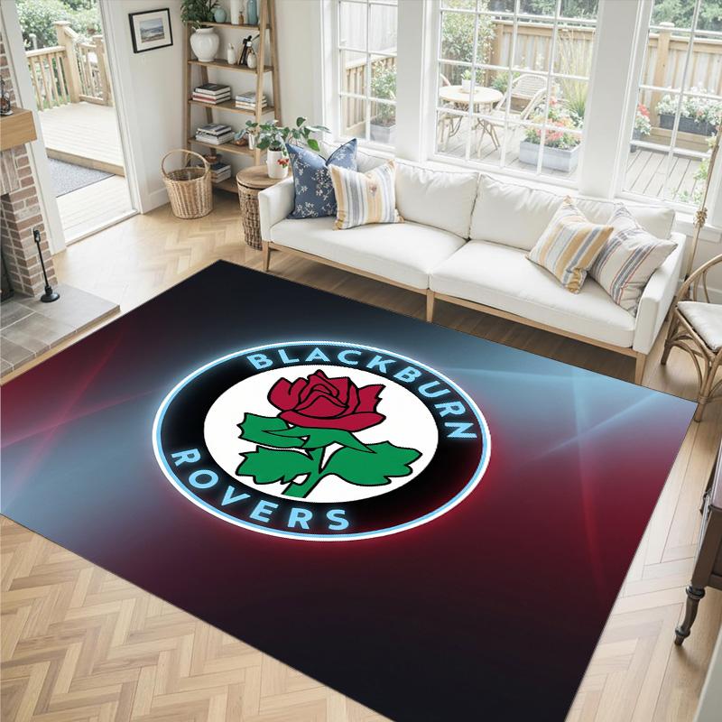 Blackburn Rovers Football Design Crystal Velvet Carpet Cozy Non?Slip Printed Rug For Bedroom Living Room Entrance