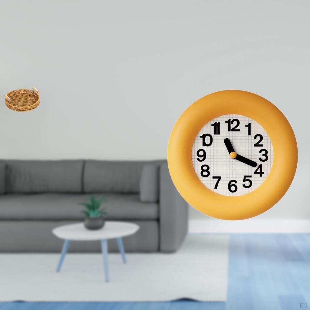 Woven Fruit Basket Snack Bowl Bread Plate Desktop Contemporary Analog Wall Clock Silent Hanging
