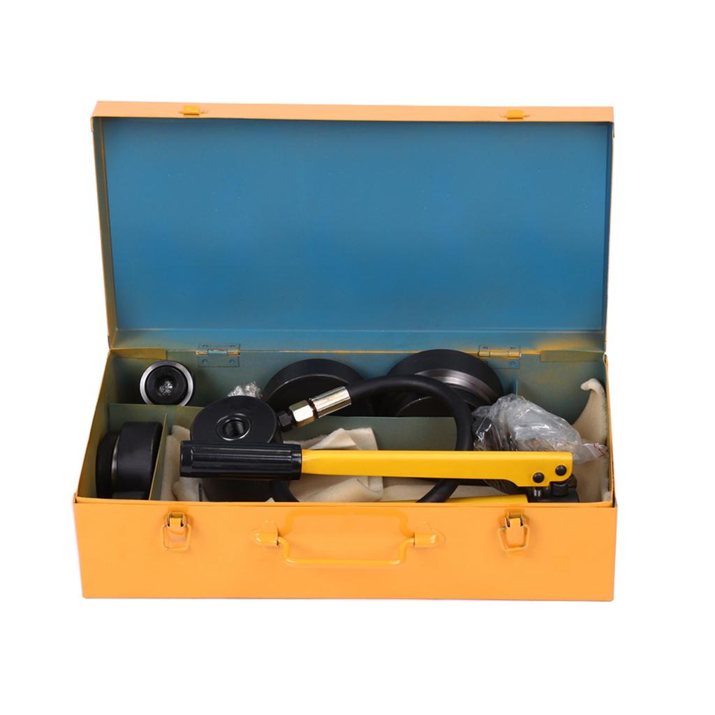 Set of Hydraulic Steel Plate Hole Punch Kit Hand Pump with 10 Dies Tool 16mm To 101mm