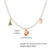 Christmas Tree Santa Snowman Pendant Necklace for Women Girl, Imitation Pearl Necklace, Stainless Steel Jewelry Festival Gift