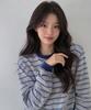 Sayu Striped Biscuit Long Sleeve Tee Gray