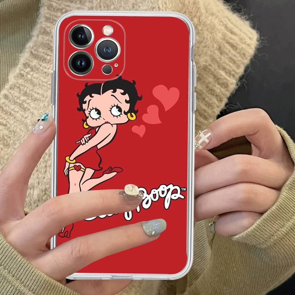 Animation B-Betty Boop Transparent TPU Phone Case For IPhone 17 11 12 13 14 15 16 Pro Max 16 Plus Cover