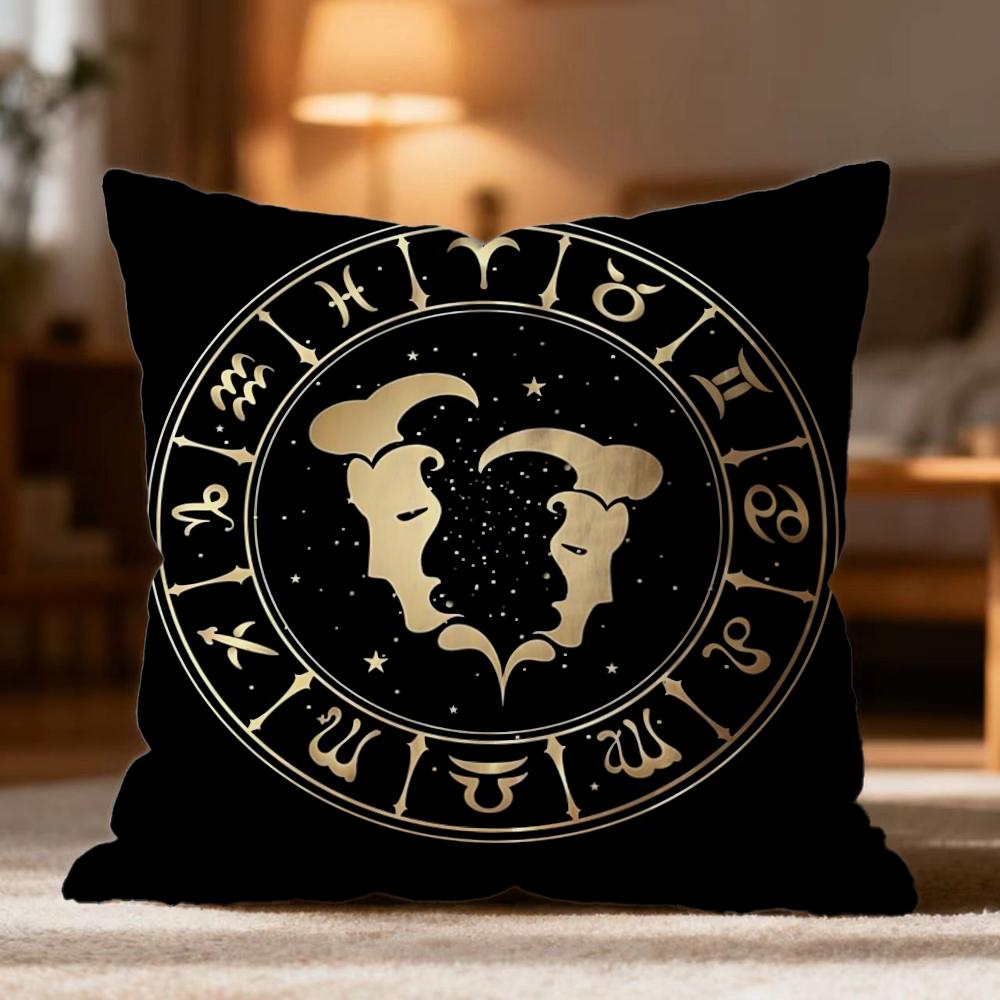 TTwelve Constellations Cushion Cover Soft Washable Pillow Case Multi-Scene for Couch Bed Travel Office Use