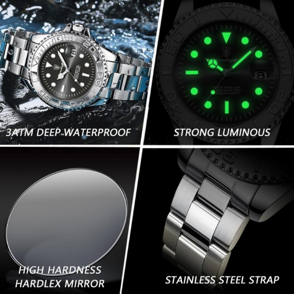 POEDAGAR Top Luxury Male Watch Waterproof Luminous Date Watch Stainless Steel Clock Sport Fashion Quartz Watches