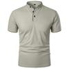 Camiseta casual de manga corta con cuello mao de color liso para hombre