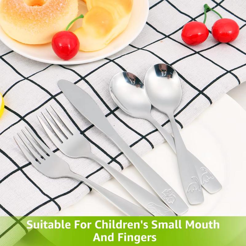 Kids Silverware Set Stainless Steel Kids Fork Spoon And Cutter Set Tableware Funny Bear Flatware Set For Children Toddler