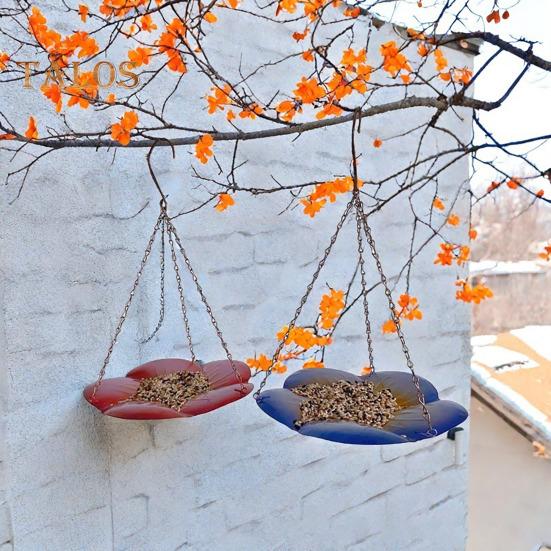 Hanging Birds Bath Outdoor Glass Birds Water Bowl Garden Wildbird Bath Tray Feeder Plate for Outside Lawn Yard Decor