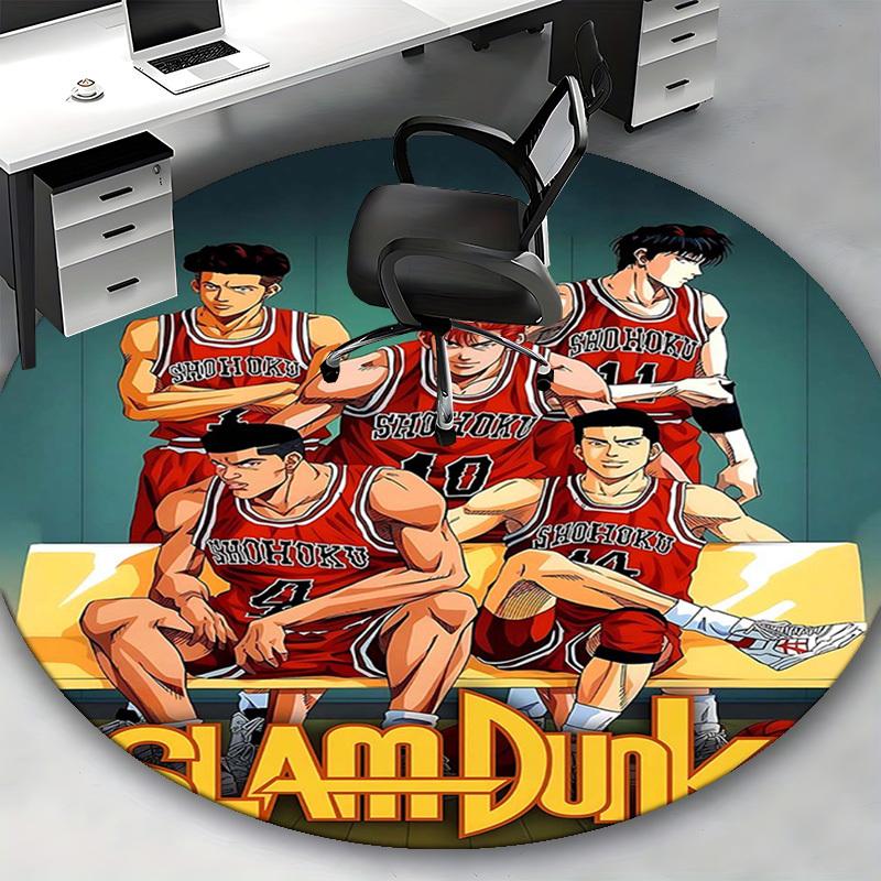 1pc Slam Dunk Anime Design Round Carpet - Office Chair Mat, Non-Slip Rug for Home Decor, Living Room, Bedroom, Game Room, Birthday Gift, All Seasons U