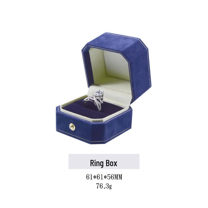 Octagonal Velvet Wedding Jewelry Box for Rings, Necklaces, and Earrings